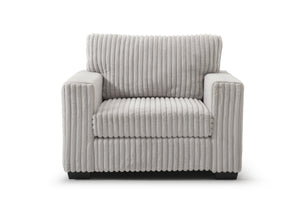 English Elm Teddy Oversized Accent Chair Wide-wale Fabric with Pillow for Living Room Comfort Ivory B078S00743