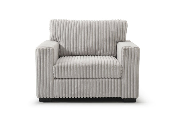 English Elm Teddy Oversized Accent Chair Wide-wale Fabric with Pillow for Living Room Comfort Ivory B078S00743