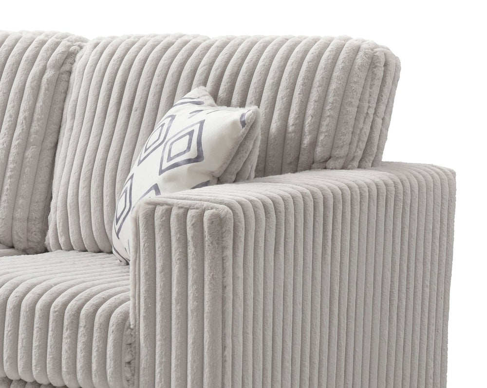English Elm Teddy Wide-wale Plush Loveseat with Loose Cushions and Throw Pillows for Cozy Living Ivory B078S00744