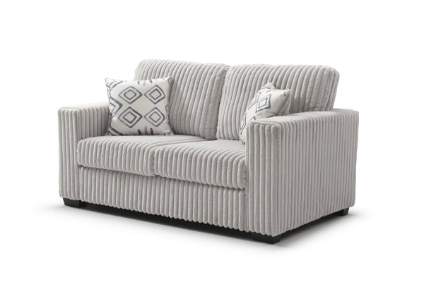 English Elm Teddy Wide-wale Plush Loveseat with Loose Cushions and Throw Pillows for Cozy Living Ivory B078S00744