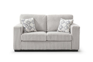 English Elm Teddy Wide-wale Plush Loveseat with Loose Cushions and Throw Pillows for Cozy Living Ivory B078S00744