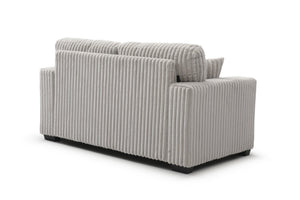 English Elm Teddy Wide-wale Plush Loveseat with Loose Cushions and Throw Pillows for Cozy Living Ivory B078S00744