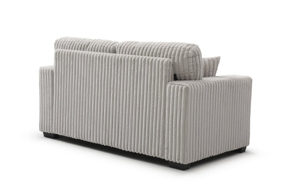 English Elm Teddy Wide-wale Plush Loveseat with Loose Cushions and Throw Pillows for Cozy Living Ivory B078S00744