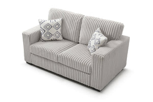 English Elm Teddy Wide-wale Plush Loveseat with Loose Cushions and Throw Pillows for Cozy Living Ivory B078S00744