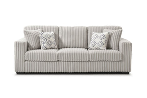 English Elm Teddy Wide-wale Upholstered Sofa with Loose Cushions for Casual Living Room Comfort Ivory B078S00745