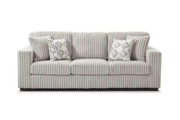English Elm Teddy Wide-wale Upholstered Sofa with Loose Cushions for Casual Living Room Comfort Ivory B078S00745