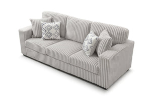 English Elm Teddy Wide-wale Upholstered Sofa with Loose Cushions for Casual Living Room Comfort Ivory B078S00745