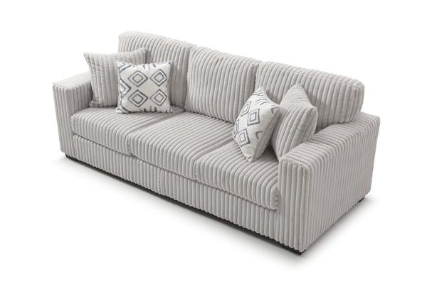 English Elm Teddy Wide-wale Upholstered Sofa with Loose Cushions for Casual Living Room Comfort Ivory B078S00745