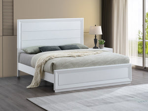 English Elm Mars Queen Panel Bed White Finish Textured Headboard Architectural Contemporary Bedroom B078S00746