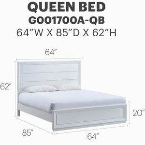 English Elm Mars Queen Panel Bed White Finish Textured Headboard Architectural Contemporary Bedroom B078S00746