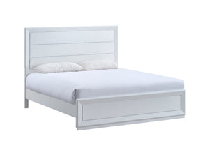 English Elm Mars Queen Panel Bed White Finish Textured Headboard Architectural Contemporary Bedroom B078S00746