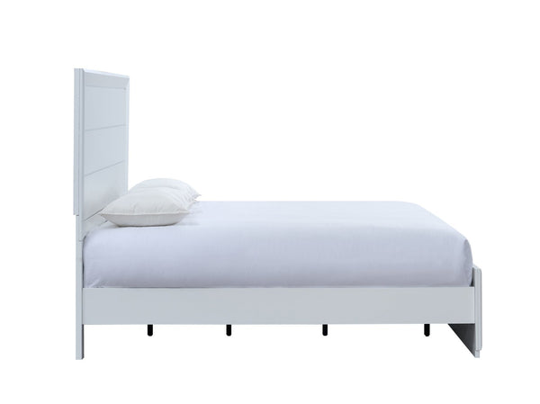English Elm Mars Queen Panel Bed White Finish Textured Headboard Architectural Contemporary Bedroom B078S00746
