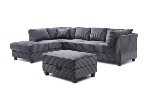 English Elm Perth Modular Sectional Sofa Teddy Fabric Reversible Chaise Living Room Comfort Gray B078S00747