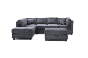 English Elm Perth Modular Sectional Sofa Teddy Fabric Reversible Chaise Living Room Comfort Gray B078S00747