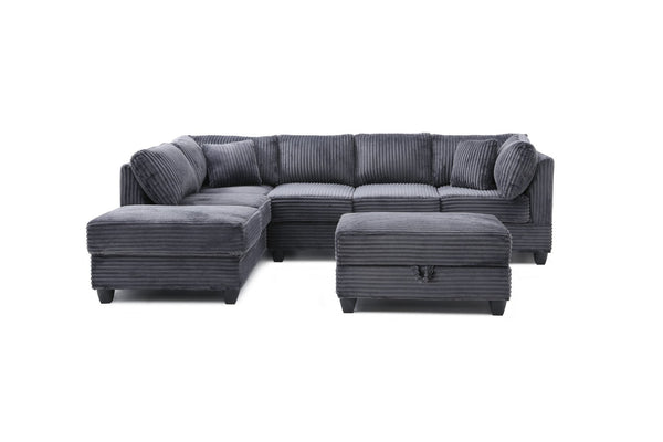 English Elm Perth Modular Sectional Sofa Teddy Fabric Reversible Chaise Living Room Comfort Gray B078S00747