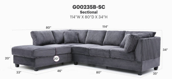 English Elm Perth Modular Sectional Sofa Teddy Fabric Reversible Chaise Living Room Comfort Gray B078S00747