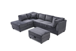 English Elm Perth Modular Sectional Sofa Teddy Fabric Reversible Chaise Living Room Comfort Gray B078S00747