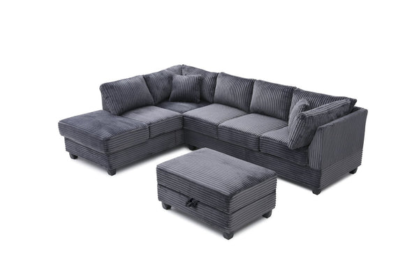 English Elm Perth Modular Sectional Sofa Teddy Fabric Reversible Chaise Living Room Comfort Gray B078S00747
