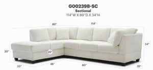 English Elm Perth Modular Sectional Sofa Teddy Fabric Reversible Chaise Living Room Comfort White B078S00748
