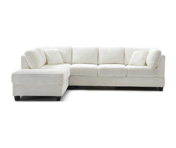 English Elm Perth Modular Sectional Sofa Teddy Fabric Reversible Chaise Living Room Comfort White B078S00748
