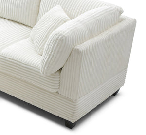 English Elm Perth Modular Sectional Sofa Teddy Fabric Reversible Chaise Living Room Comfort White B078S00748