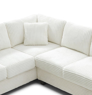 English Elm Perth Modular Sectional Sofa Teddy Fabric Reversible Chaise Living Room Comfort White B078S00748