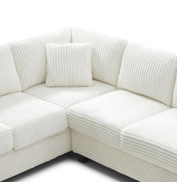 English Elm Perth Modular Sectional Sofa Teddy Fabric Reversible Chaise Living Room Comfort White B078S00748