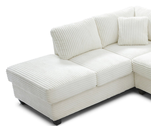 English Elm Perth Modular Sectional Sofa Teddy Fabric Reversible Chaise Living Room Comfort White B078S00748