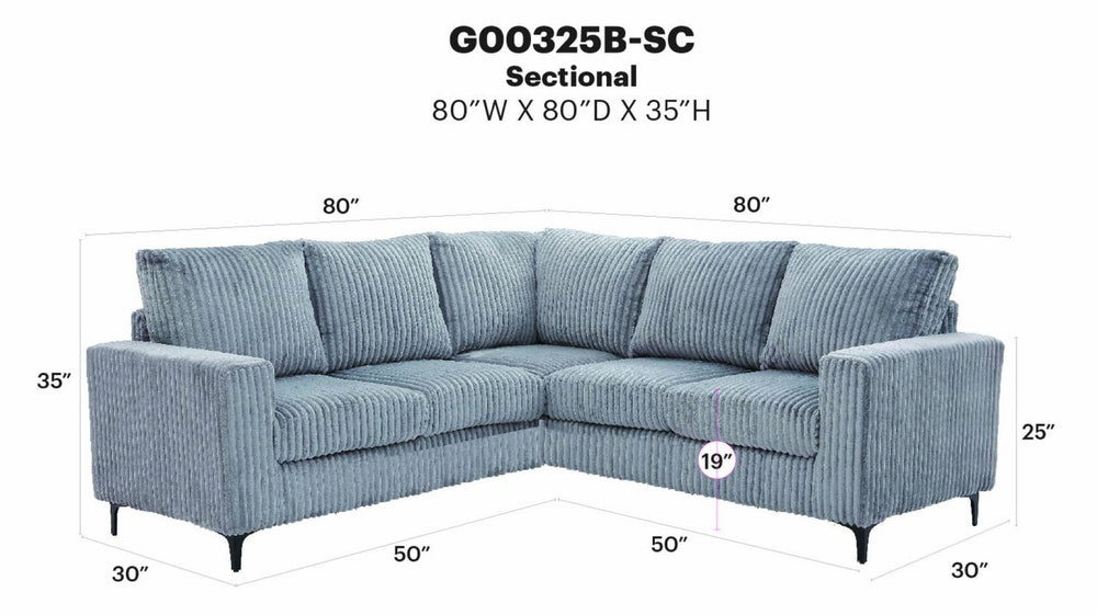 English Elm Houston L-shaped Sectional Sofa with Deep Plush Cushions for Modern Living Rooms Gray B078S00749