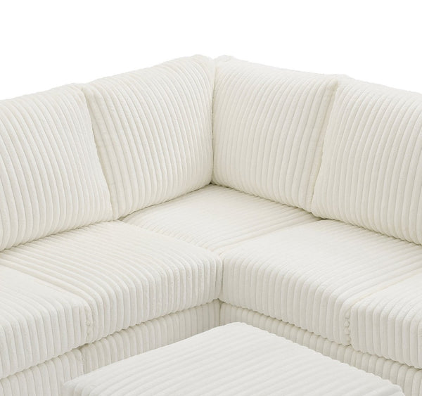 English Elm Houston L-shaped Sectional Sofa with Deep Plush Cushions for Modern Living Rooms White B078S00750