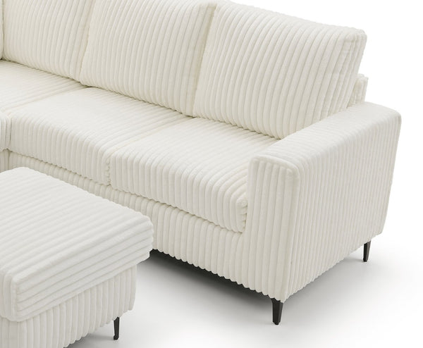 English Elm Houston L-shaped Sectional Sofa with Deep Plush Cushions for Modern Living Rooms White B078S00750