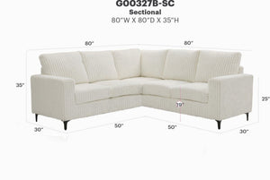 English Elm Houston L-shaped Sectional Sofa with Deep Plush Cushions for Modern Living Rooms White B078S00750