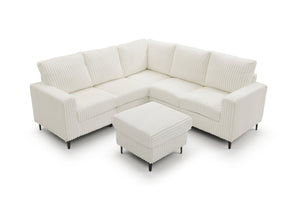 English Elm Houston L-shaped Sectional Sofa with Deep Plush Cushions for Modern Living Rooms White B078S00750