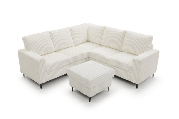 English Elm Houston L-shaped Sectional Sofa with Deep Plush Cushions for Modern Living Rooms White B078S00750