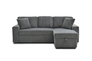 English Elm Connie Convertible Sleeper Sofa with Chaise Plush Upholstered Contemporary Lounger Gray B078S00751