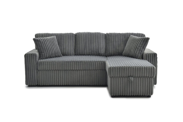 English Elm Connie Convertible Sleeper Sofa with Chaise Plush Upholstered Contemporary Lounger Gray B078S00751