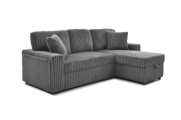 English Elm Connie Convertible Sleeper Sofa with Chaise Plush Upholstered Contemporary Lounger Gray B078S00751