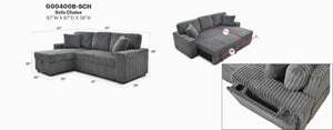 English Elm Connie Convertible Sleeper Sofa with Chaise Plush Upholstered Contemporary Lounger Gray B078S00751