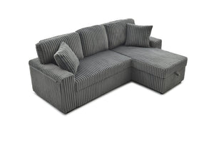 English Elm Connie Convertible Sleeper Sofa with Chaise Plush Upholstered Contemporary Lounger Gray B078S00751