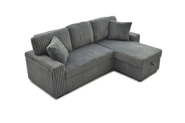 English Elm Connie Convertible Sleeper Sofa with Chaise Plush Upholstered Contemporary Lounger Gray B078S00751