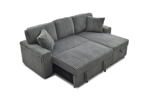 English Elm Connie Convertible Sleeper Sofa with Chaise Plush Upholstered Contemporary Lounger Gray B078S00751