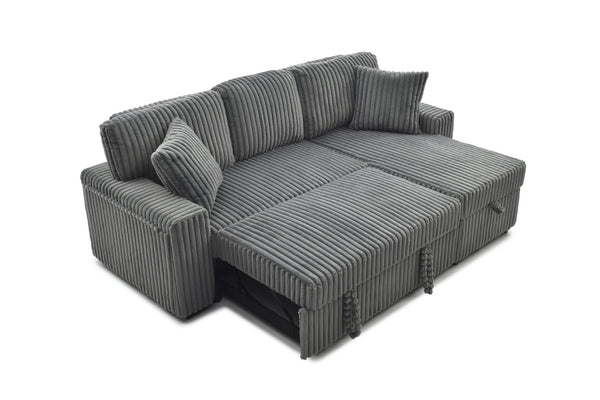 English Elm Connie Convertible Sleeper Sofa with Chaise Plush Upholstered Contemporary Lounger Gray B078S00751