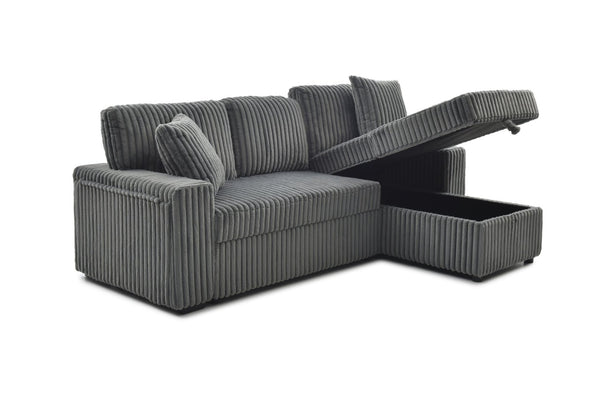 English Elm Connie Convertible Sleeper Sofa with Chaise Plush Upholstered Contemporary Lounger Gray B078S00751