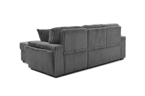 English Elm Connie Convertible Sleeper Sofa with Chaise Plush Upholstered Contemporary Lounger Gray B078S00751