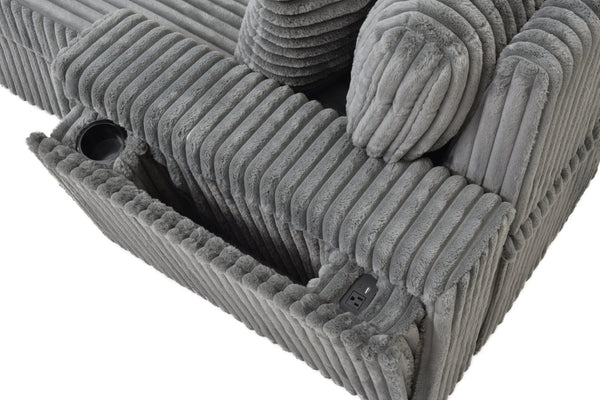 English Elm Connie Convertible Sleeper Sofa with Chaise Plush Upholstered Contemporary Lounger Gray B078S00751