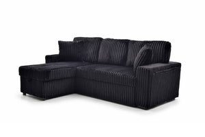 English Elm Connie Convertible Sleeper Sofa with Chaise Plush Upholstered Contemporary Lounger Black B078S00752