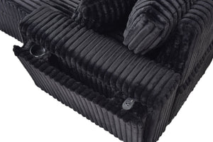 English Elm Connie Convertible Sleeper Sofa with Chaise Plush Upholstered Contemporary Lounger Black B078S00752