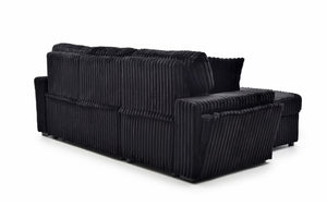 English Elm Connie Convertible Sleeper Sofa with Chaise Plush Upholstered Contemporary Lounger Black B078S00752