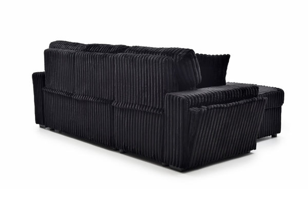 English Elm Connie Convertible Sleeper Sofa with Chaise Plush Upholstered Contemporary Lounger Black B078S00752