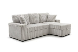 English Elm Connie Convertible Sleeper Sofa with Chaise Plush Upholstered Contemporary Lounger Ivory B078S00753